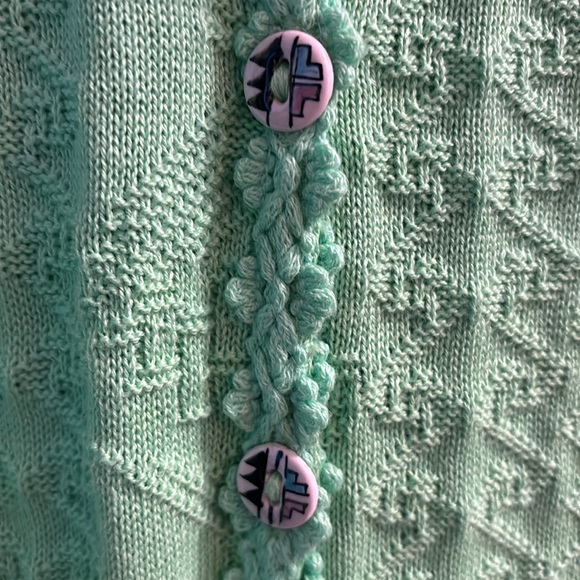 Lime green hand loomed cotton sweater - Picture 5 of 6